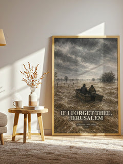If I Forget Thee, Jerusalem watercolour print in frame leaning in hallway – literary fiction wall art