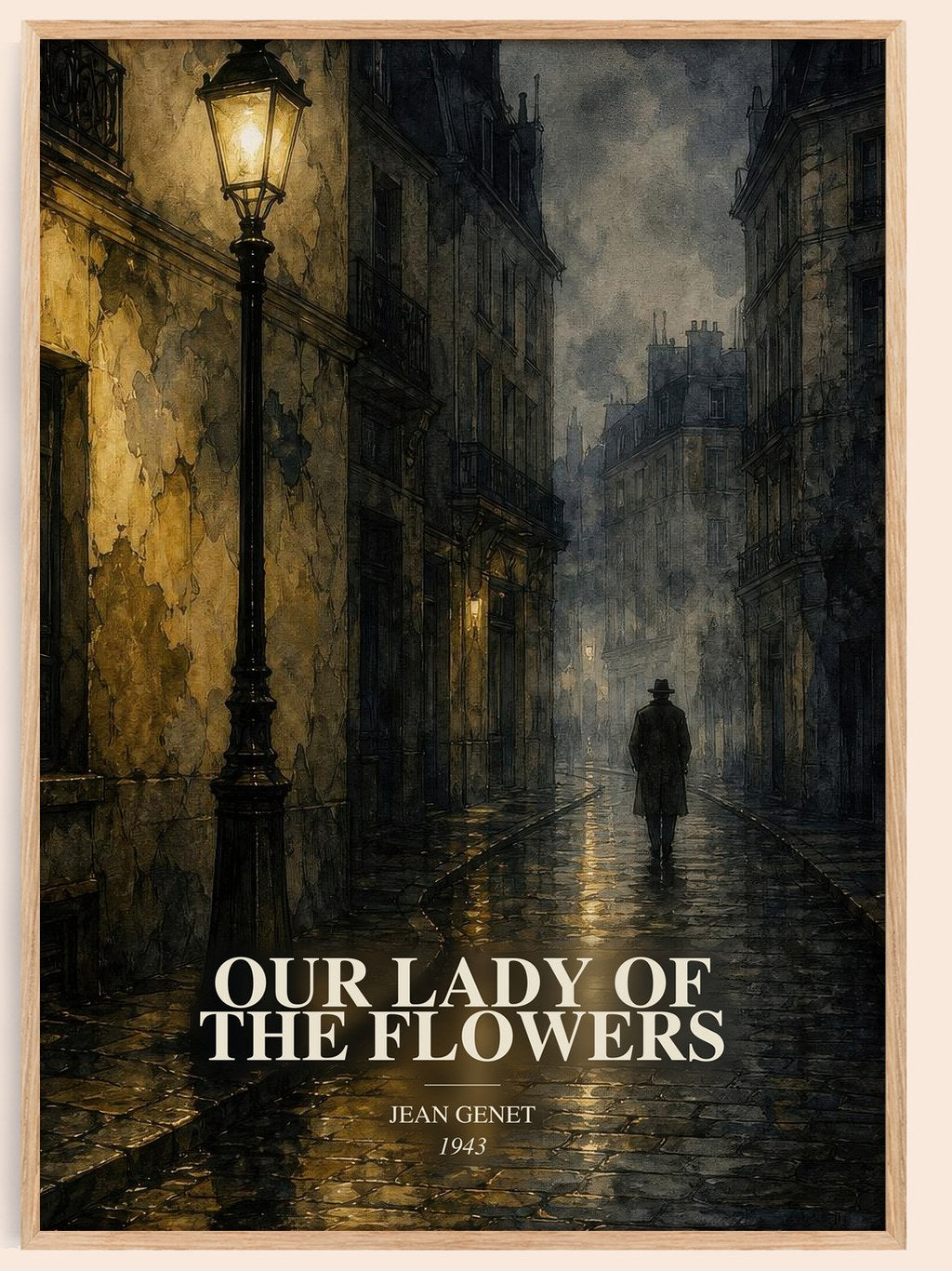 Our Lady of the Flowers watercolour book poster by Jean Genet – framed literary art print