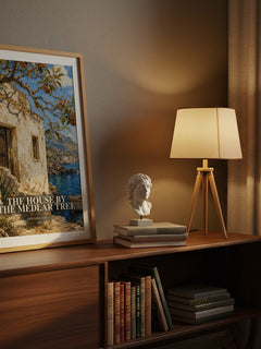 The House by the Medlar Tree watercolour print on bookshelf – Giovanni Verga fan gift