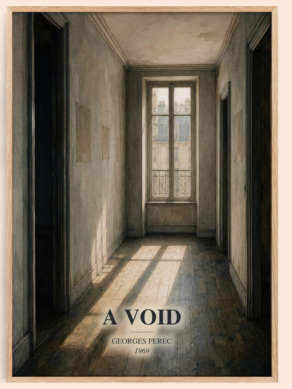 A Void watercolour book poster by Georges Perec – framed literary art print