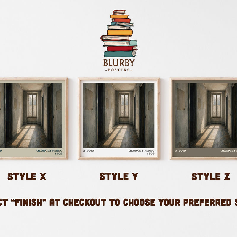 A Void literary print in frame leaning in hallway – literary fiction wall art