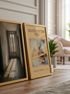 A Void watercolour print framed by window – literary home decor