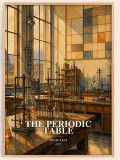 The Periodic Table watercolour book poster by Primo Levi – framed literary art print