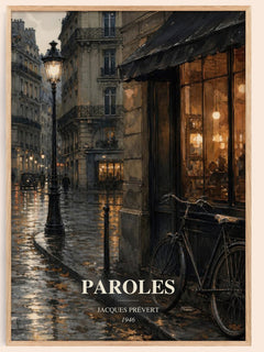 Paroles watercolour book poster by Jacques Prévert – framed literary art print