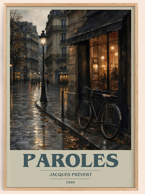Paroles book cover book poster by Jacques Prévert – framed literary art print