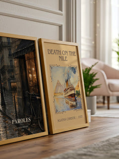 Paroles watercolour print framed by window – literary home decor