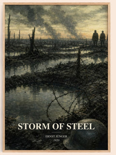 Storm of Steel watercolour book poster by Ernst Jünger – framed literary art print
