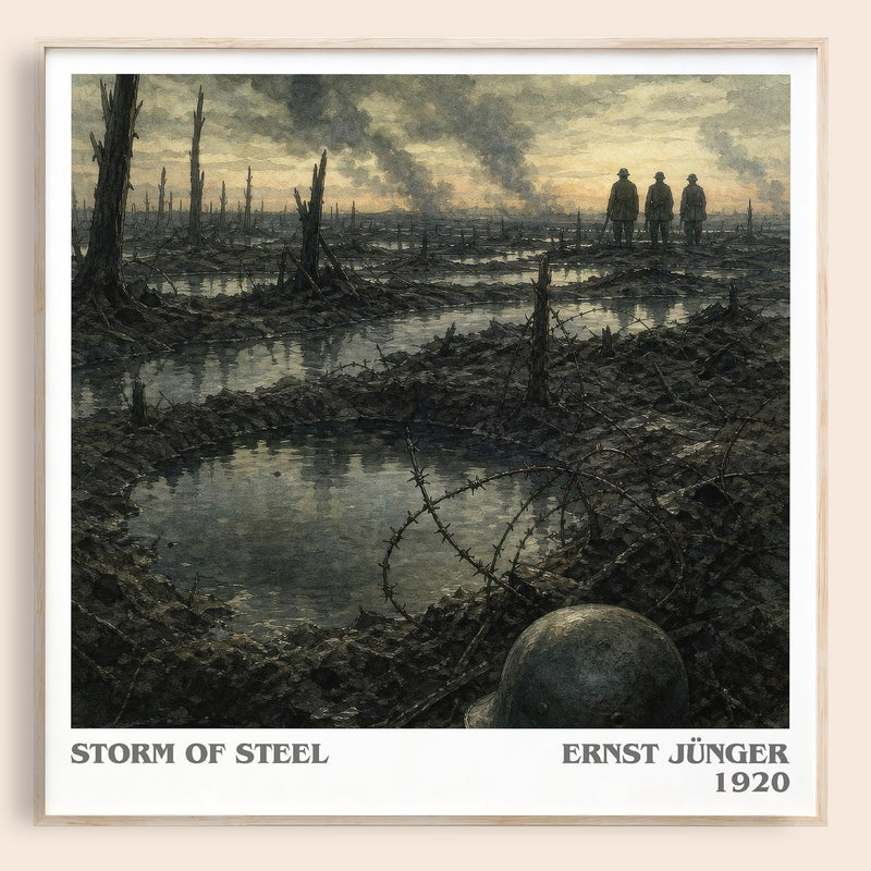 Storm of Steel literary book poster by Ernst Jünger – framed literary art print