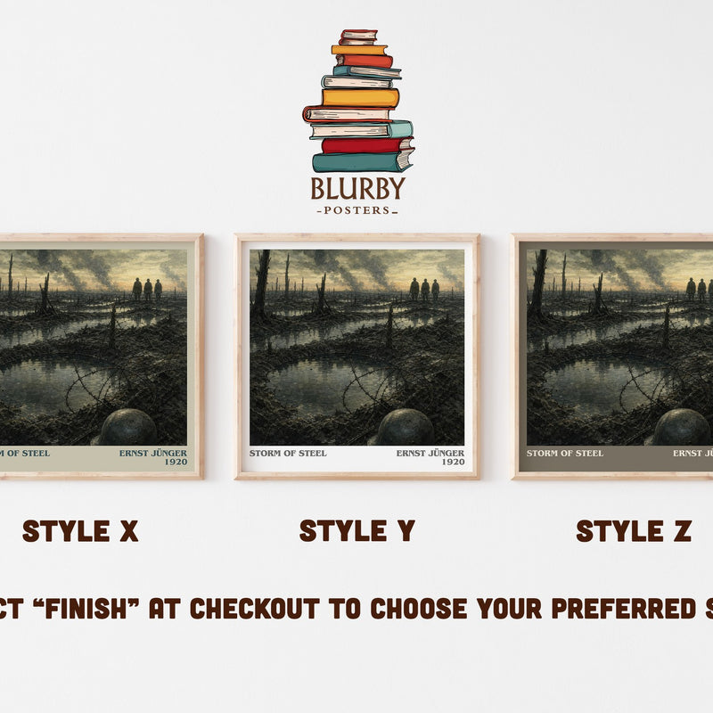 Storm of Steel literary print in frame leaning in hallway – memoir wall art