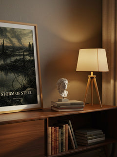 Storm of Steel watercolour print on bookshelf – Ernst Jünger fan gift