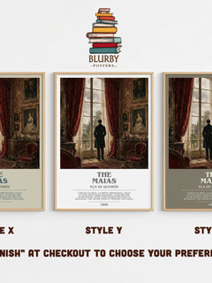 The Maias Bookish Wall Art by Eça de Queirós – Style X, Y and Z side by side – choose your finish