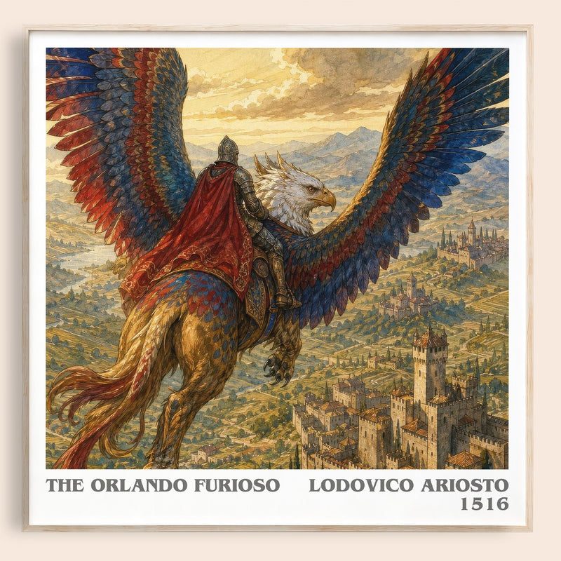 The Orlando Furioso literary book poster by Lodovico Ariosto – framed literary art print