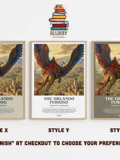 The Orlando Furioso Bookish Wall Art by Lodovico Ariosto – Style X, Y and Z side by side – choose your finish