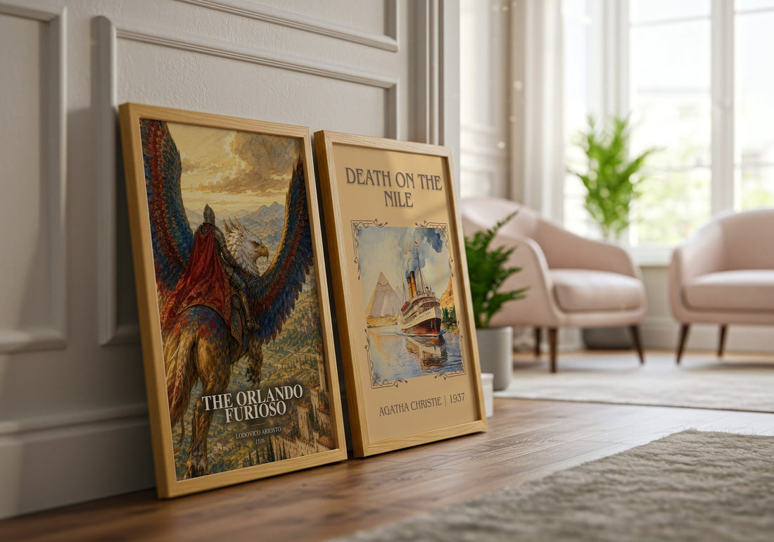 The Orlando Furioso watercolour print framed by window – literary home decor