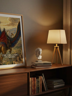 The Orlando Furioso watercolour print on bookshelf – Lodovico Ariosto fan gift