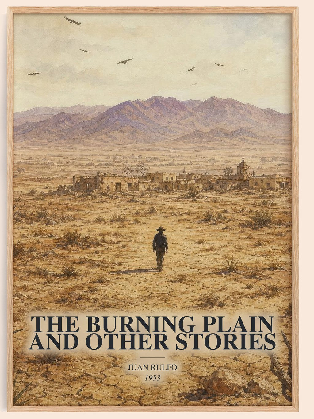 The Burning Plain and Other Stories watercolour book poster by Juan Rulfo – framed literary art print