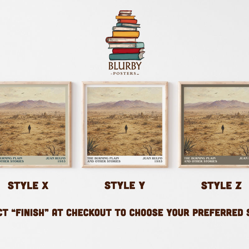 The Burning Plain and Other Stories literary print in frame leaning in hallway – literary fiction wall art