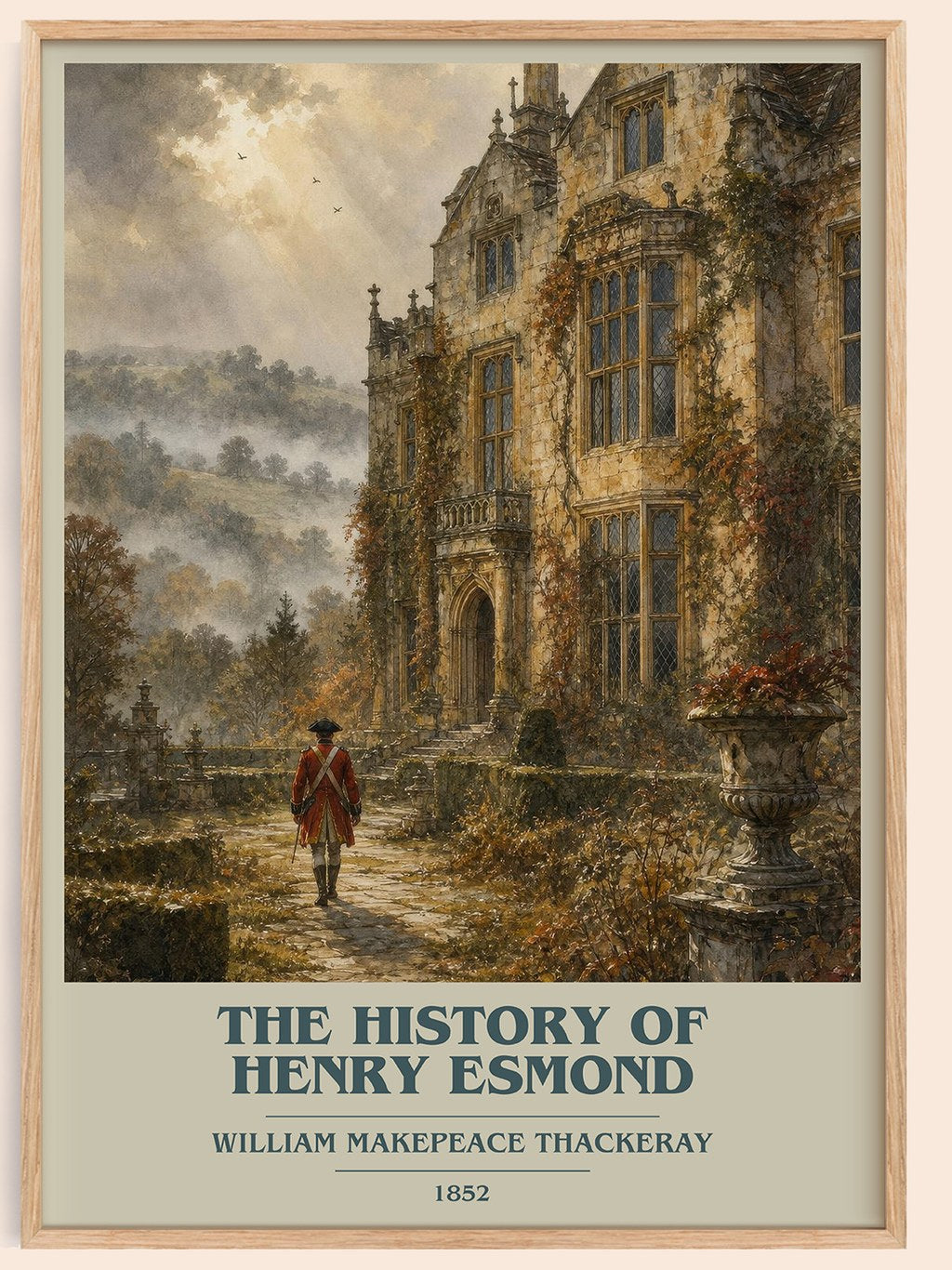 The History Of Henry Esmond book cover book poster by William Makepeace Thackeray – framed literary art print