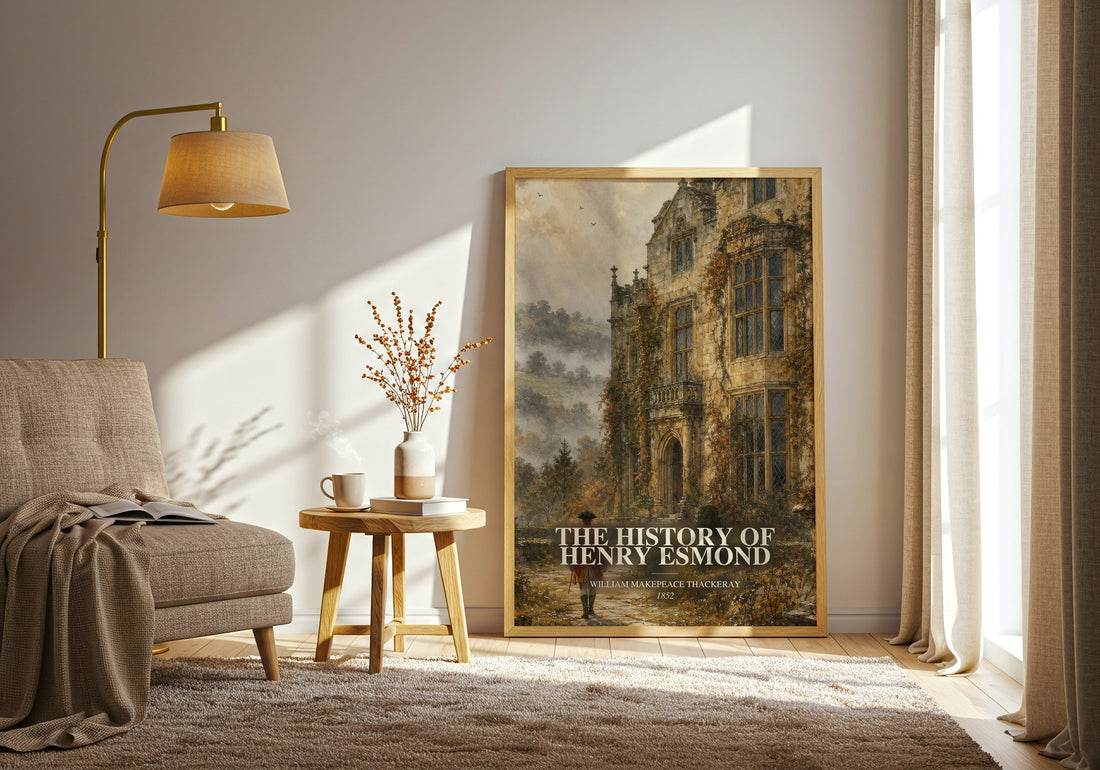 The History Of Henry Esmond watercolour print in frame leaning in hallway – historical fiction wall art