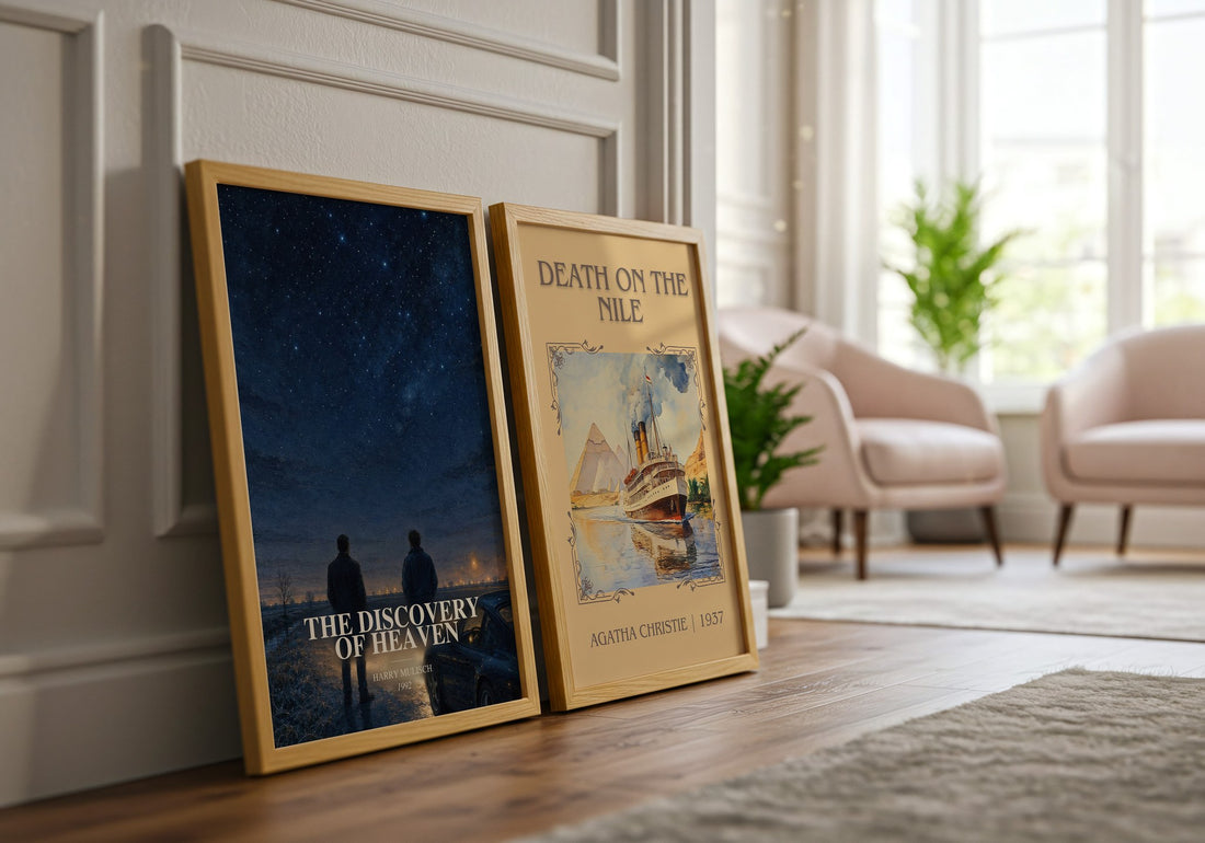The Discovery of Heaven watercolour print framed by window – literary home decor
