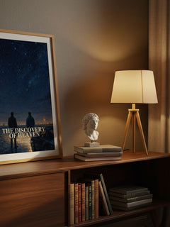The Discovery of Heaven watercolour print on bookshelf – Harry Mulisch fan gift