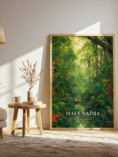 Macunaíma watercolour print in frame leaning in hallway – literary fiction wall art
