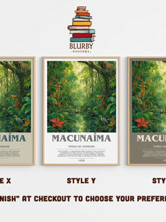 Macunaíma Bookish Wall Art by Mario de Andrade – Style X, Y and Z side by side – choose your finish