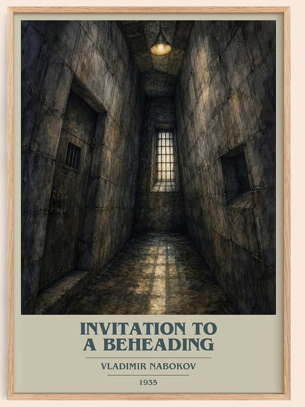 Invitation To A Beheading book cover book poster by Vladimir Nabokov – framed literary art print