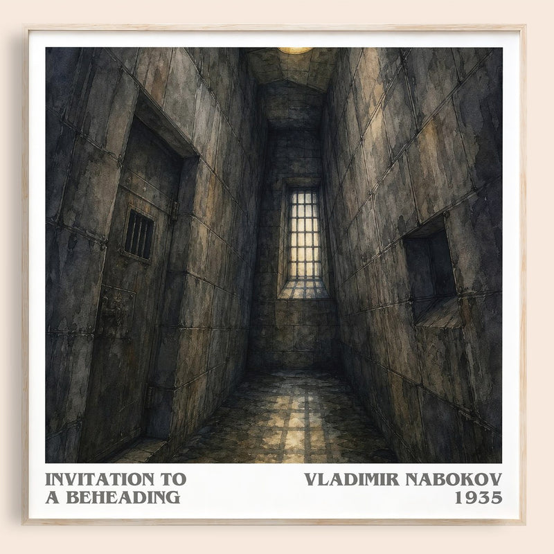Invitation To A Beheading literary book poster by Vladimir Nabokov – framed literary art print