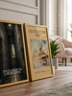 Invitation To A Beheading watercolour print framed by window – literary home decor