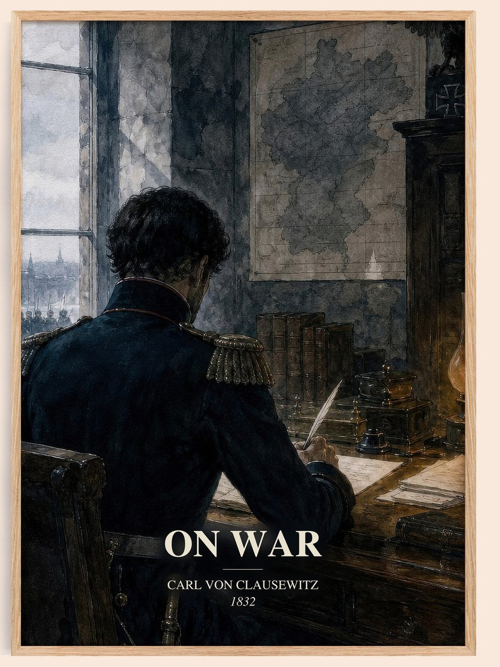 On War watercolour book poster by Carl Von Clausewitz – framed literary art print