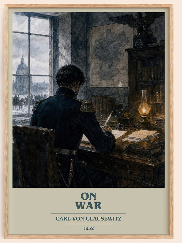 On War book cover book poster by Carl Von Clausewitz – framed literary art print