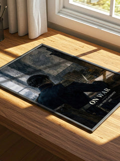 On War watercolour book poster framed on wall – non fiction wall art