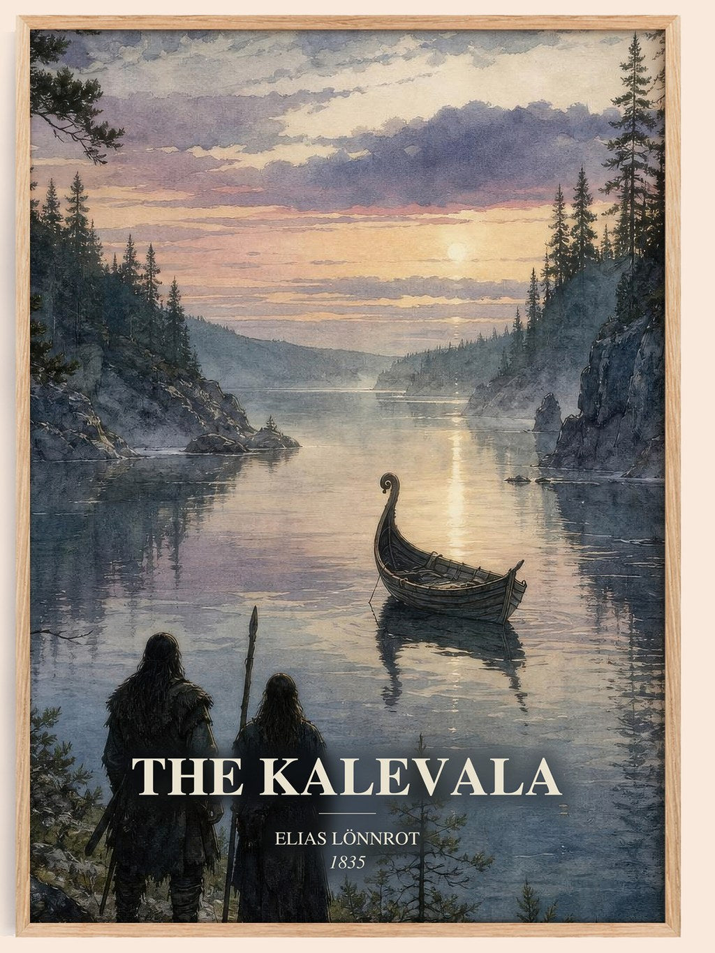 The Kalevala watercolour book poster by Elias Lönnrot – framed literary art print