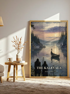 The Kalevala watercolour print in frame leaning in hallway – poetry wall art