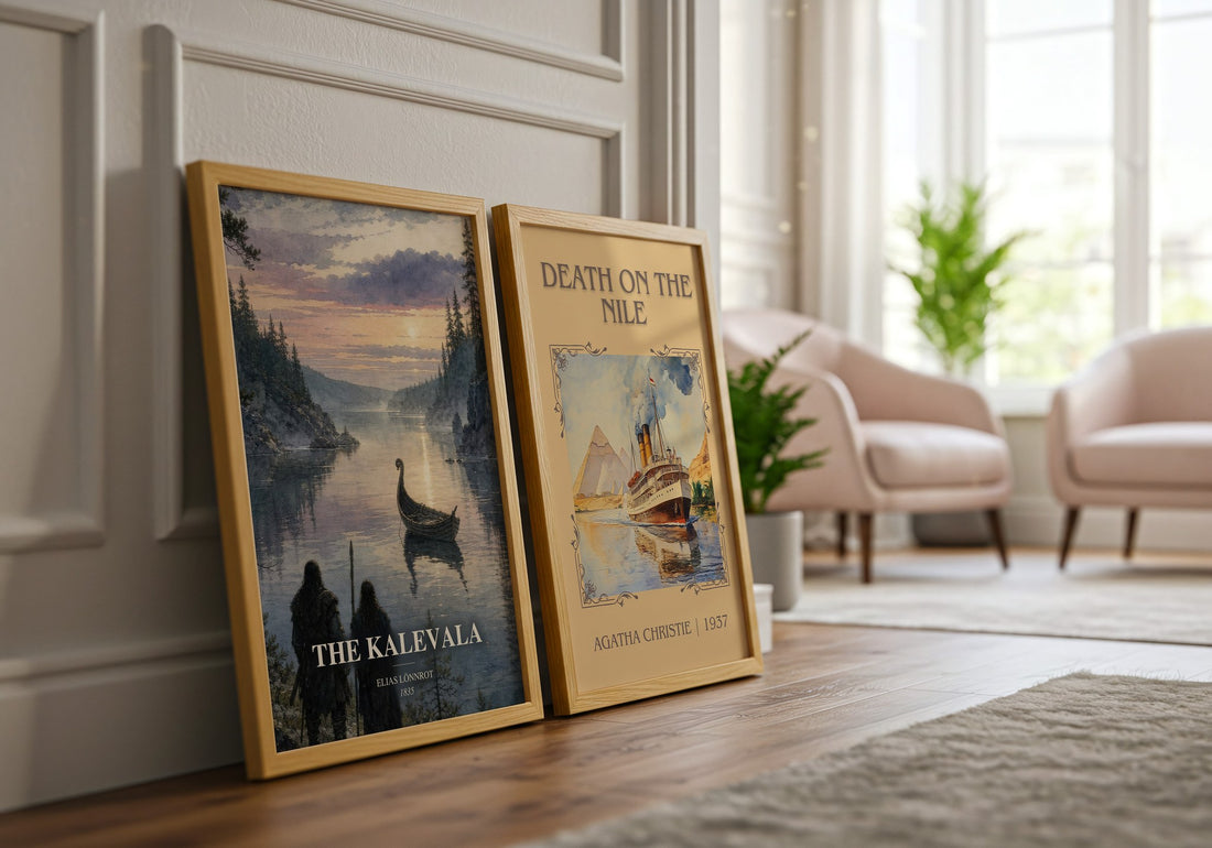 The Kalevala watercolour print framed by window – literary home decor