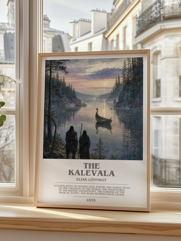 The Kalevala Bookish Wall Art by Elias Lönnrot – framed print by a bright window