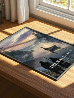 The Kalevala watercolour book poster framed on wall – poetry wall art