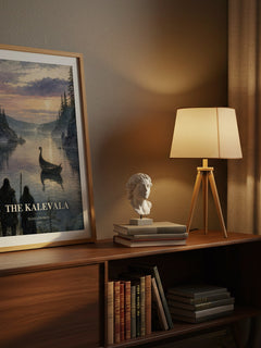 The Kalevala watercolour print on bookshelf – Elias Lönnrot fan gift