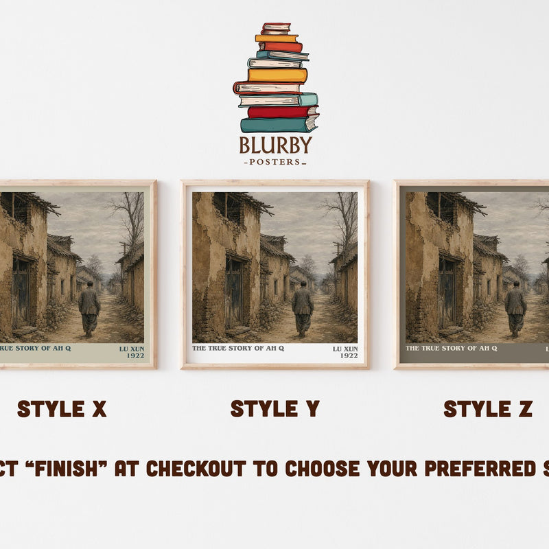 The True Story Of Ah Q literary print in frame leaning in hallway – satire wall art