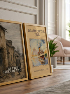 The True Story Of Ah Q watercolour print framed by window – literary home decor