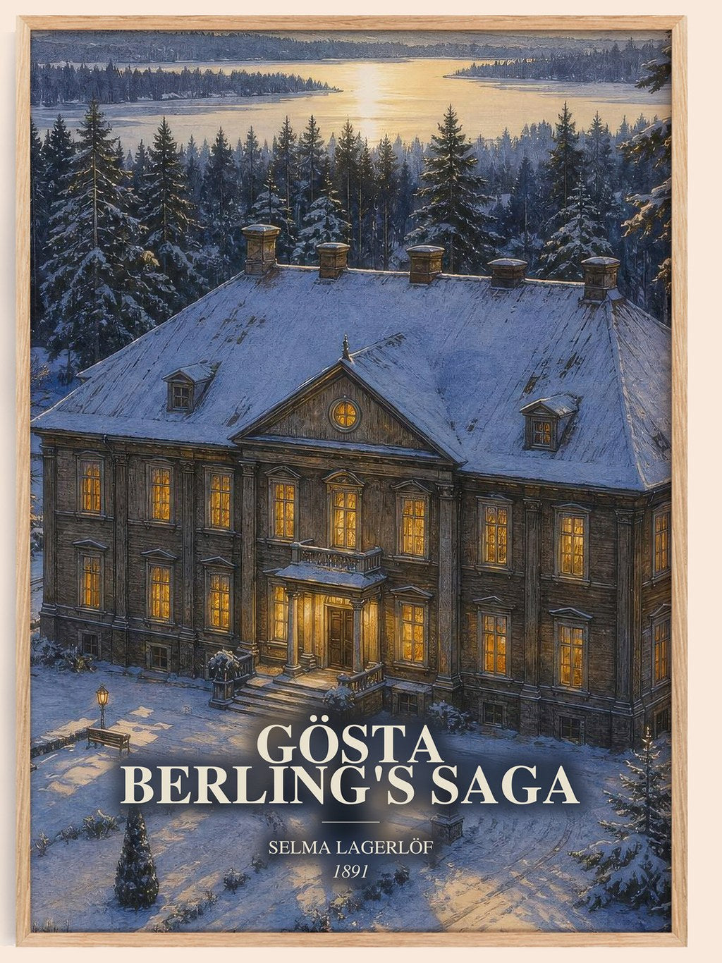 Gösta Berling's Saga watercolour book poster by Selma Lagerlöf – framed literary art print
