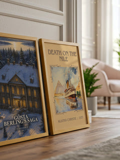 Gösta Berling's Saga watercolour print framed by window – literary home decor