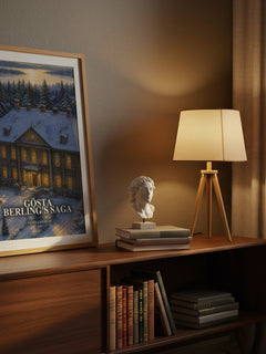 Gösta Berling's Saga watercolour print on bookshelf – Selma Lagerlöf fan gift