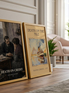 Death on Credit watercolour print framed by window – literary home decor