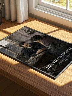 Death on Credit watercolour book poster framed on wall – literary fiction wall art