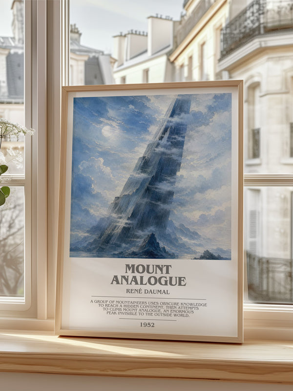 Mount Analogue Bookish Wall Art by René Daumal – framed print by a bright window