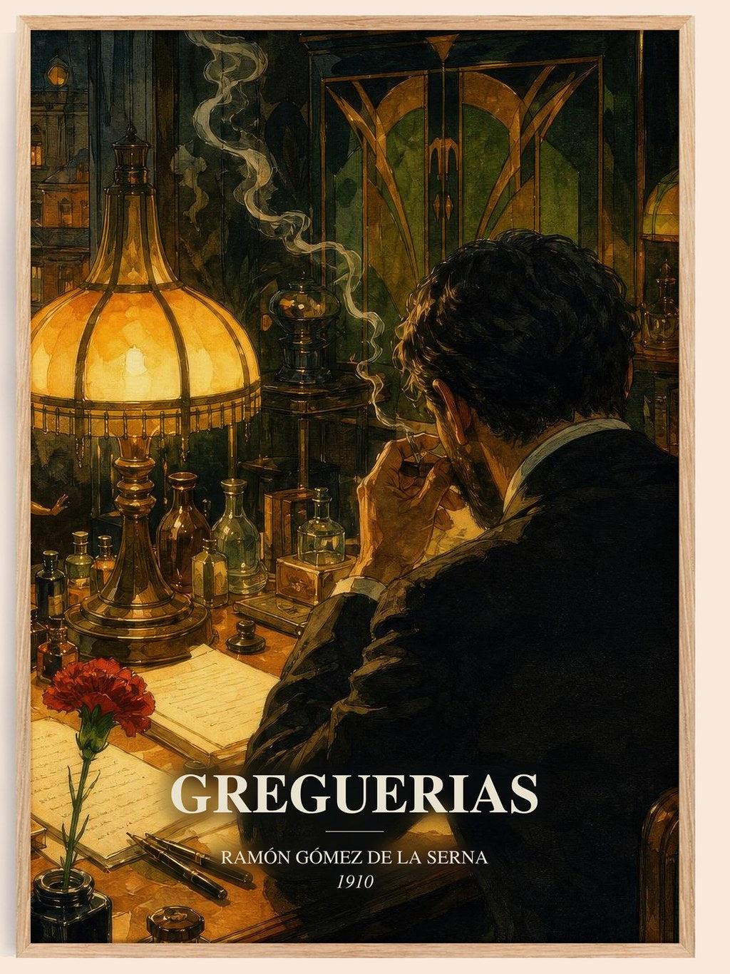 Greguerias watercolour book poster by Ramón Gómez de la Serna – framed literary art print