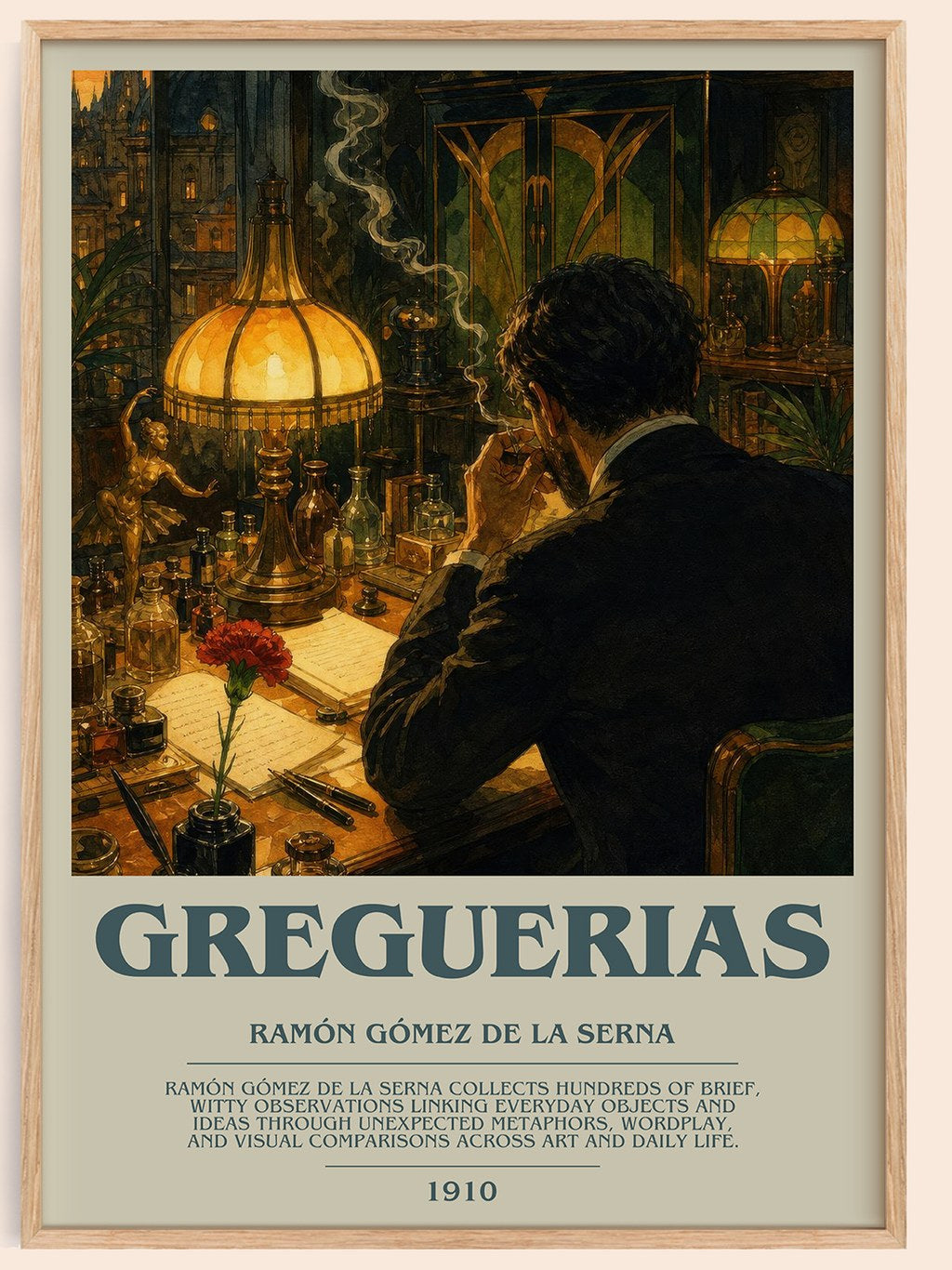 Greguerias Bookish Wall Art by Ramón Gómez de la Serna – framed poster