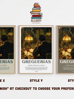 Greguerias Bookish Wall Art by Ramón Gómez de la Serna – Style X, Y and Z side by side – choose your finish